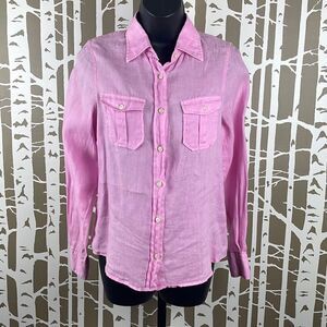 Jachs Company Pink Linen Heavenly Button Front Shirt XS
